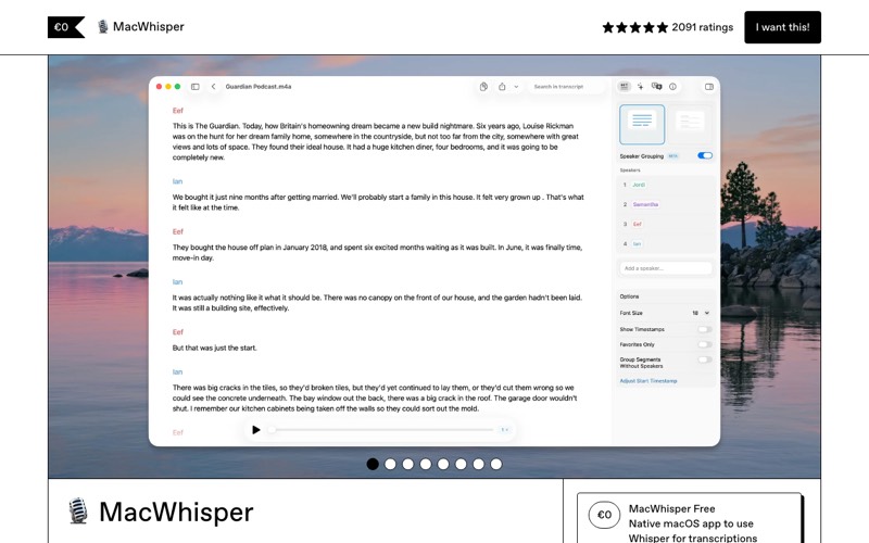 MacWhisper on Gumroad — native macOS app for Whisper transcriptions