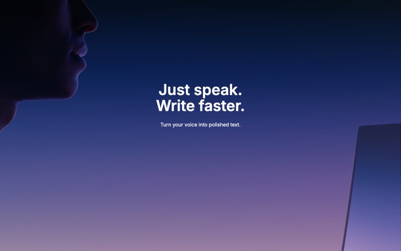 SuperWhisper homepage — Just speak. Write faster.